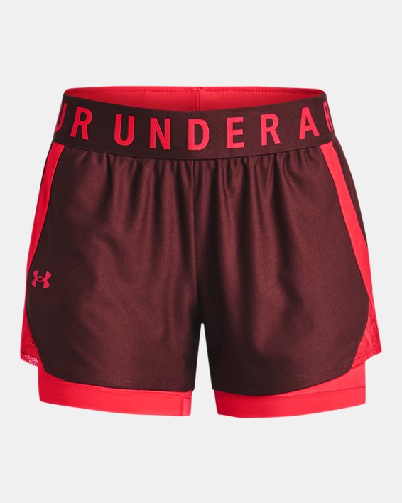 Women's UA Play Up 2-in-1 Shorts, Red, pdpMainDesktop image number 4
